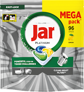Kapsuly do umývačky riadu Platinum All In One Lemon, MEGA Jar