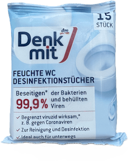 Fertőtlenítő hatású nedves WC-tisztító kendő Denkmit