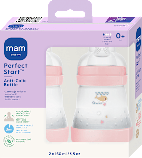 lahev Anti-Colic Perfect Start, růžová 2x160 ml mam