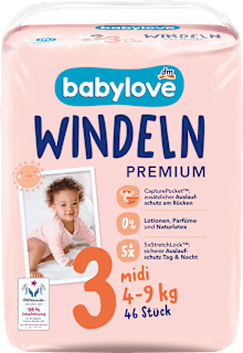 Pieluszki Premium, rozmiar 3, midi, 4-9 kg babylove