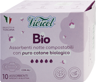 Assorbenti Bio notte con ali ripiegati Vivicot