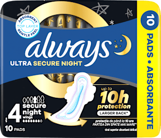vložky s křidélky Ultra Secure Night, velikost 4 always