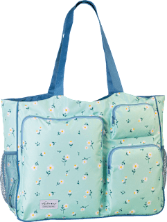 Strandtasche mit Fächern, Blumen, mint Fabrizio