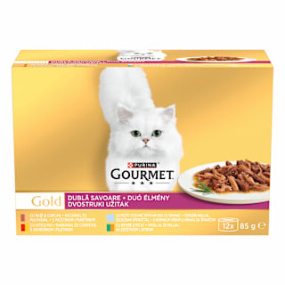 Teljes értékű állateledel Gold Duo élmény, felnőtt macskák számára 12 x 85 g Purina Gourmet