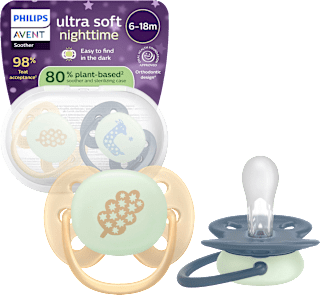 Schnuller ultra soft nighttime Silikon, beige/blau, ab 18 Monaten PHILIPS AVENT