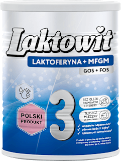 Produkt na bazie mleka w proszku 3 dla dzieci po 1. roku życia, wzbogacony w witaminy i minerały Laktoferyna+MFGM Laktowit