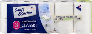 Toaletni papir Classic, 3-slojni, 10 x 220 listića Sanft&Sicher