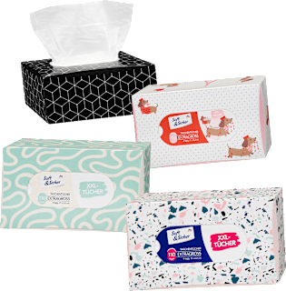Taschentücher Box Extragroß 4-lagig sortiert Soft&Sicher