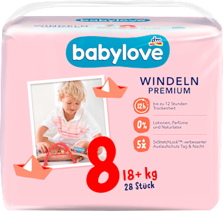 Pieluszki Premium, rozmiar 8, 18+kg babylove