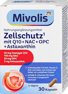 Étrend-kiegészítő kapszula Q10-zel, NAC-vel, OPC-vel és asztaxantinnal, 30 db Mivolis