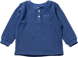 Langarmshirt mit Waffel-Struktur & Knopfleiste, blau, Gr. 122 ALANA