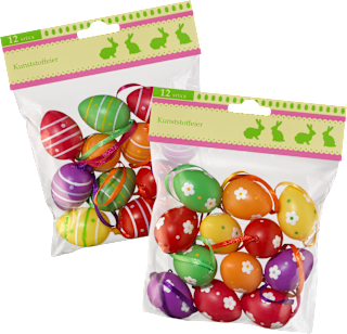 Kunststoffeier zum Aufhängen, bunt gemustert (30 mm) Dekorieren & Einrichten