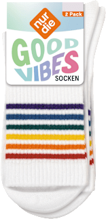 Crew Socken mit Regenbogen-Motiv weiß Gr. 35-38 nur die