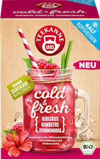 Früchtetee Cold & Fresh Hibiskus, Himbeere & Zitronengras Teekanne