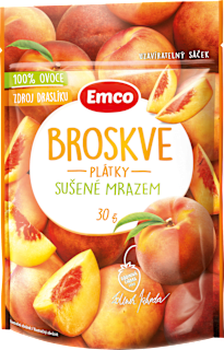 broskve plátky sušené mrazem Emco