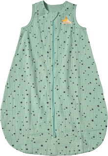 Schlafsack 1 TOG aus Musselin mit Stern-Muster, grün, 80 cm ALANA