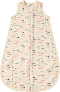 Schlafsack 0,5 TOG aus Musselin mit Fisch-Muster, beige, 80 cm ALANA