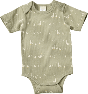 Body Kurzarm mit Gänse-Muster, grün, Gr. 86/92 ALANA