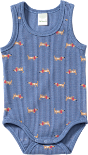 Body Ärmellos mit Dackel-Muster, blau, Gr. 86/92 ALANA