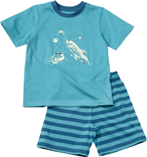 Schlafanzug mit Glow-in-the-Dark Weltall-Motiv, blau, Gr. 134/140 ALANA