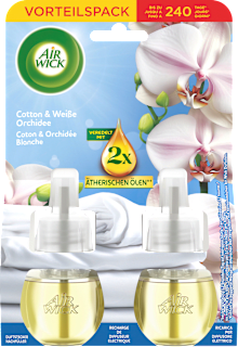 Lufterfrischer Duftstecker Cotton & Weiße Orchidee Nachfüllpack (2x19 ml) AIR WICK