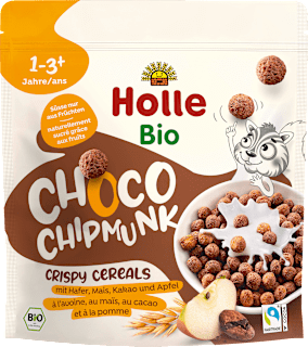 Kindermüsli Knusper Choco Chipmunk mit Hafer, Mais, Kakao & Apfel ab 1 Jahr Holle