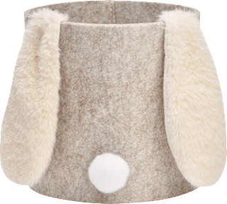 Filzkorb mit Hasenohren & Puschel, beige (16x15 cm) Dekorieren & Einrichten