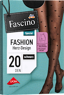 Strumpfhose mit Herz-Muster schwarz DEN 20, Gr. 38/40 Fascino