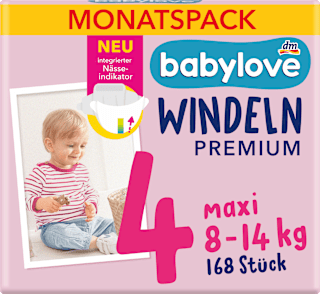 Windeln Premium Gr.4 maxi (8-14 kg), Monatspack babylove