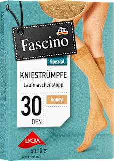 Kniestrümpfe Laufmaschenstopp honey 30 DEN, Gr. 39 - 42 (1 Paar) Fascino