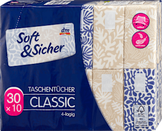 Taschentücher Classic 4-lagig sortiert Soft&Sicher