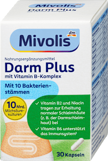 Prehransko dopolnilo Darm Plus z vitamini, mlečnokislinskimi bakterijami in inulinom Mivolis
