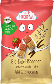 Kindersnack Duo-Häppchen mit Erdbeere, Vanille & Hafer, ab 12 Monaten FruchtBar