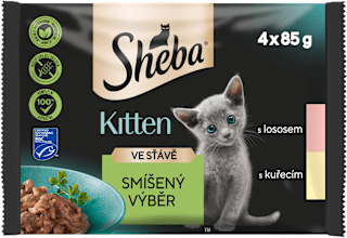 Junior kapsičky pro kočky mix výběr ve šťávě Kitten 4x85g Sheba