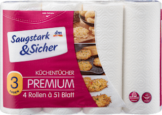 Кухненска хартия Premium, 3-пластова Saugstark&Sicher