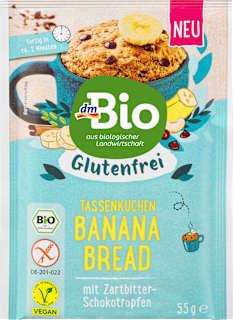 Tassenkuchen, Banana Bread, glutenfrei dmBio