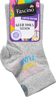 Socken mit kurzem Schaft & Schallplatten-Motiv grau Gr. 39-42 Fascino