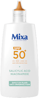 Dnevni ANTI IMPERFECTION UV flud za zaštitu kože od sunca - salicilna kiselina+niacinamid, SPF50+ Mixa