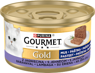 Karma mokra dla dorosłych kotów mus z jagnięciną Gold Purina Gourmet