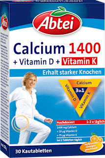 Prehransko dopolnilo Kalcij 1400 + vitamin D + vitamin K Abtei