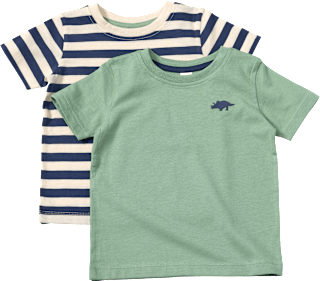 T-Shirts mit Ringel-Muster & 3D-Dino-Print, grün + blau, Gr. 110 ALANA