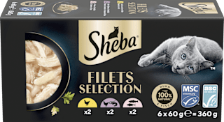 Nassfutter Katze mit Geflügel & Fisch, filets selection, Multipack (6x60 g) Sheba