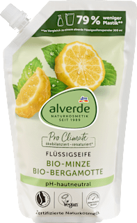 tekuté mýdlo bio máta a bio bergamot náhradní náplň alverde NATURKOSMETIK