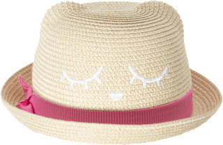 Strohhut Katze mit pinkem Band PURSET