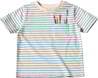 T-Shirt mit Ringel-Muster & Malutensilien-Motiv, blau & weiß, Gr. 110 ALANA