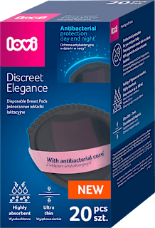 Wkładki laktacyjne antybakteryjne czarne Discreet Elegance LOVI