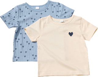 T-Shirts mit Herz-Muster & 3D-Herz-Print, beige + blau, Gr. 92 ALANA