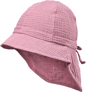 Schirmmütze aus Musselin mit Nackenschutz, rosa, Gr. 50/51 ALANA