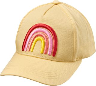 Basecap mit Regenbogen-Bouclé-Applikation, gelb, Gr. 52/53 PUSBLU