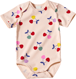 Body Kurzarm Pro Climate mit Kirsch-Muster, beige, Gr. 98/104 ALANA